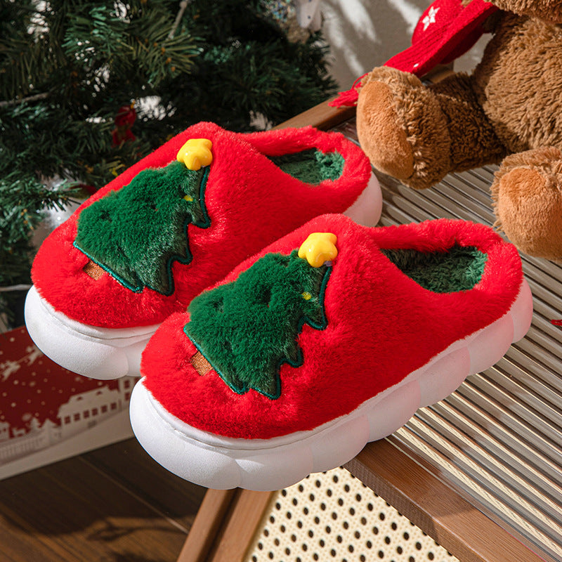 Comfy Christmas Tree Plush Slippers Unisex