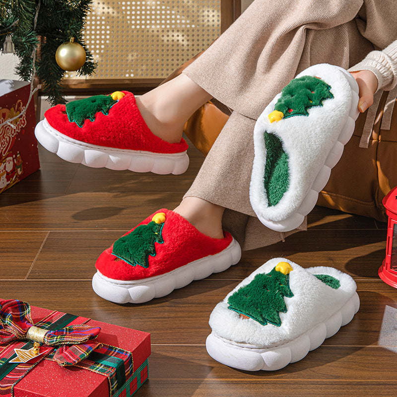 Comfy Christmas Tree Plush Slippers Unisex