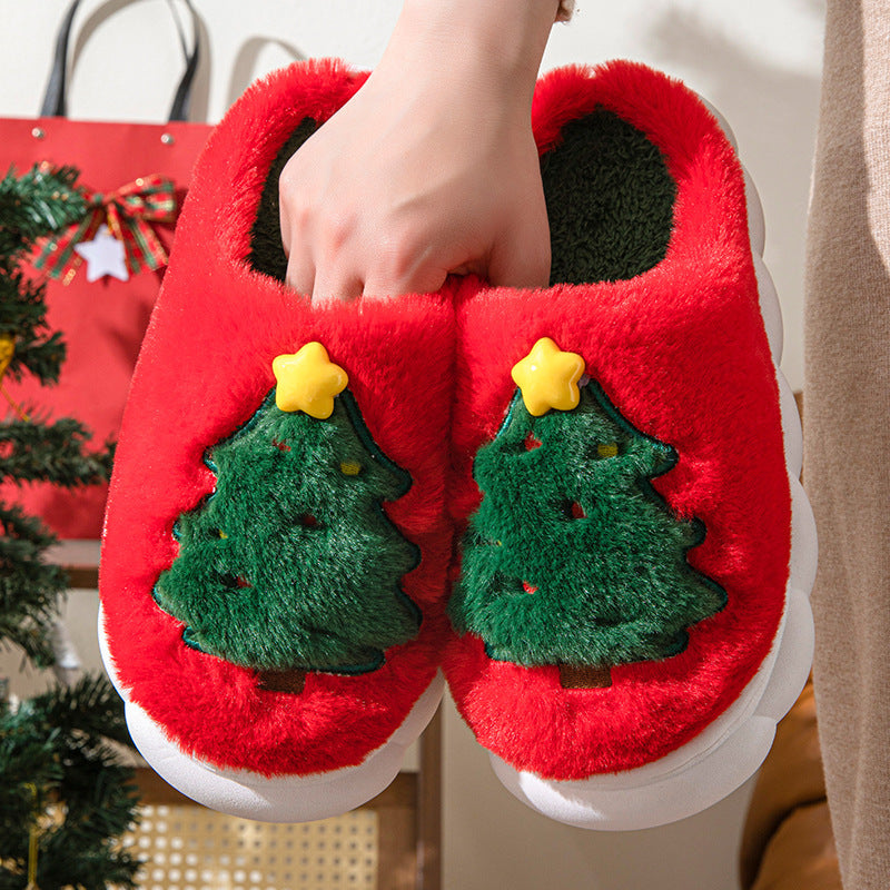 Comfy Christmas Tree Plush Slippers Unisex