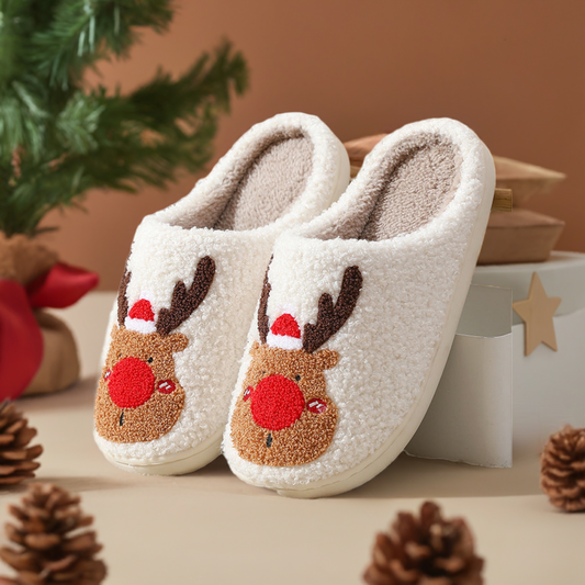 Christmas Reindeer Plush Slippers Unisex