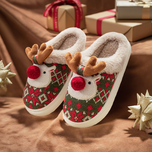 Christmas Elk Plush Slippers Unisex